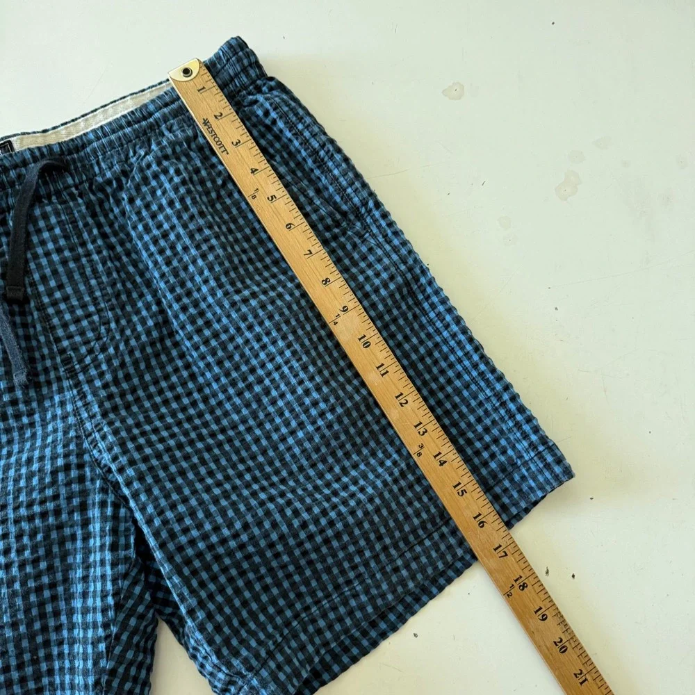 Todd Snyder Mens Blue Black Gingham Seersucker Drawstring Shorts PA589982-BL01 L